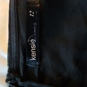 Kenzi strapless ruffled top, navy, gray, poly chiffon, lined and fitted